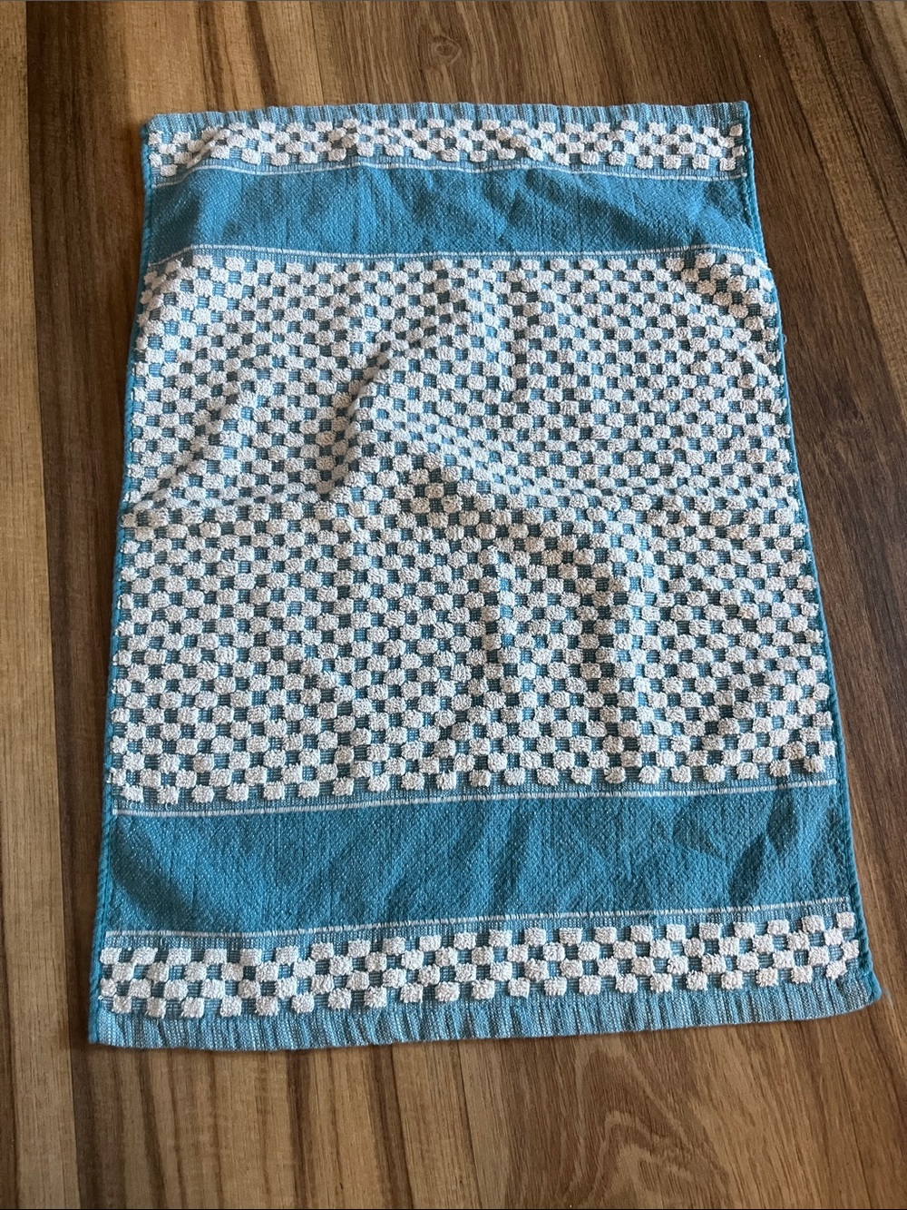 Vintage Blue & White Hobnail Kitchen Towel | 1970s Popcorn Terry Cottagecore